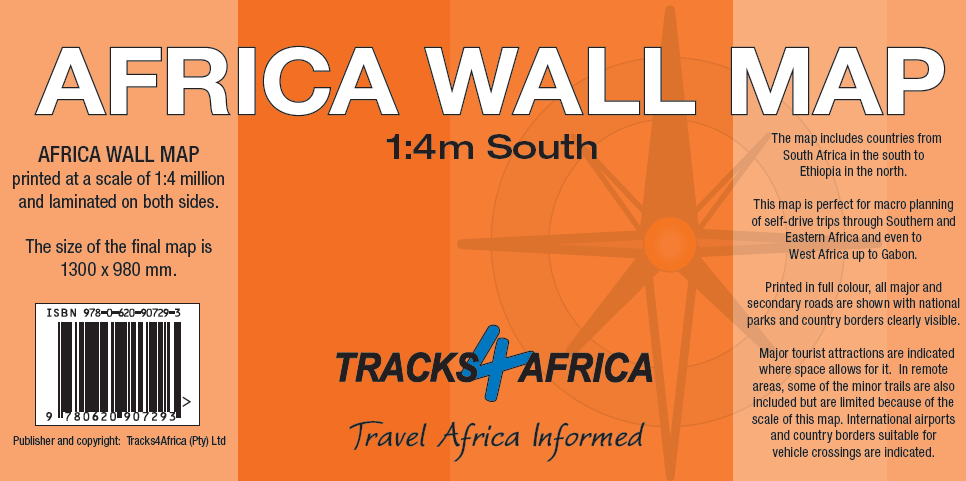 Tracks4Africa Africa Wall Map
