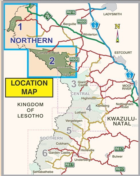 Slingsby Drakensberg North Paper Map sample / Drakensberg North Hiking Digital Map