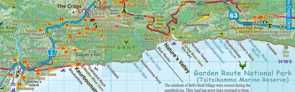 Slingsby Garden Route Paper Map sample. Slingsby Garden Route Digital Map