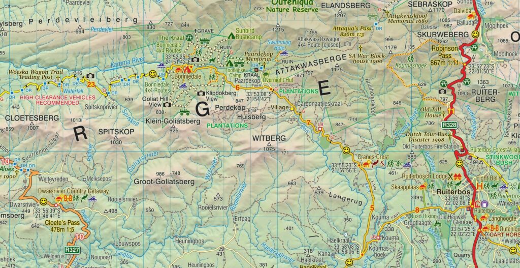 Slingsby Garden Route Paper Map sample. Slingsby Garden Route Digital Map