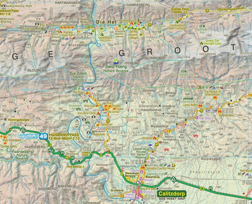 Slingsby Swartberg & Klein-Karoo Paper Map Sample / Swartberg & Klein-Karoo Touring Digital Map
